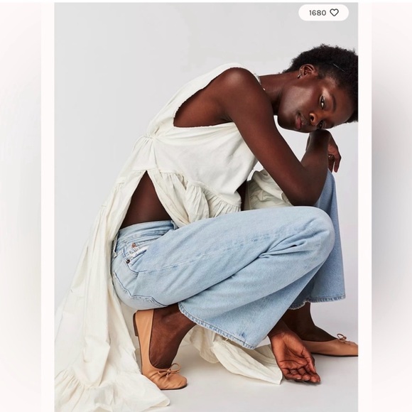 Free People She’s my Babydoll Tee Ruffles cute crochet trims midi Dress - Picture 3 of 11